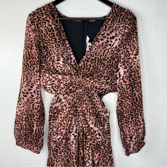 ANTHROPOLOGIE Ranna Gill Leopard Print Midi Dress Puffed Sleeves Size Medium - Picture 7 of 17
